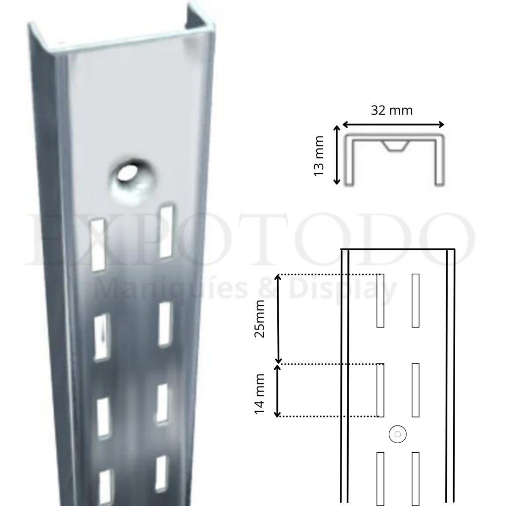 Cremallera en U ranurado doble