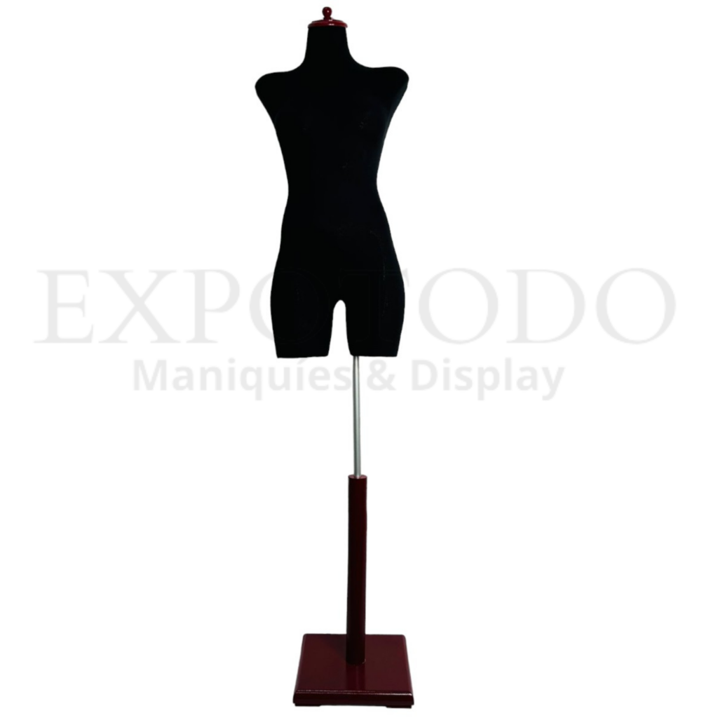 Busto de dama forro negro base caoba
