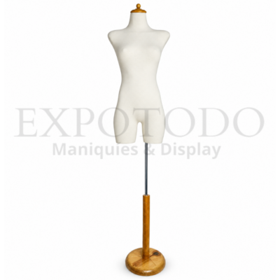 Caderon de dama beige base madera