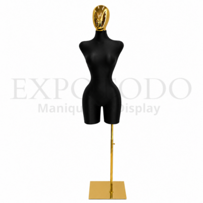 Busto buchon cabeza oro negro base cuadrada