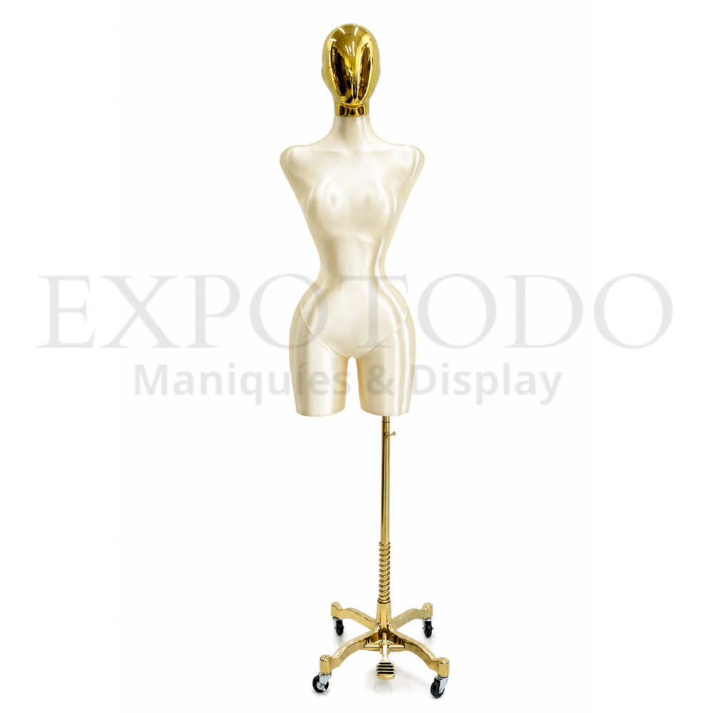 Buchon con cabeza oro beige, base de ruedas oro