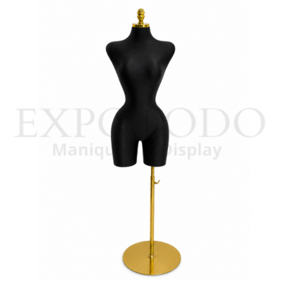 Buchon negro con tapa oro, base redonda oro