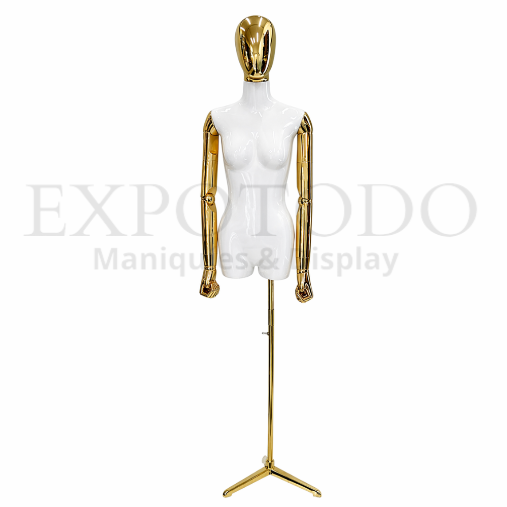 Busto Articulado de dama Oro/ Blanco