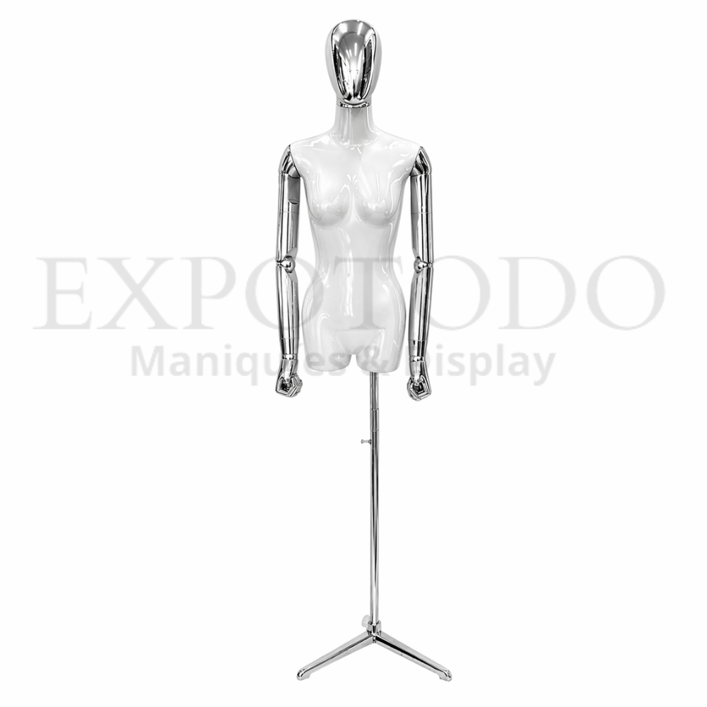 Busto Articulado de dama Plata / Blanco