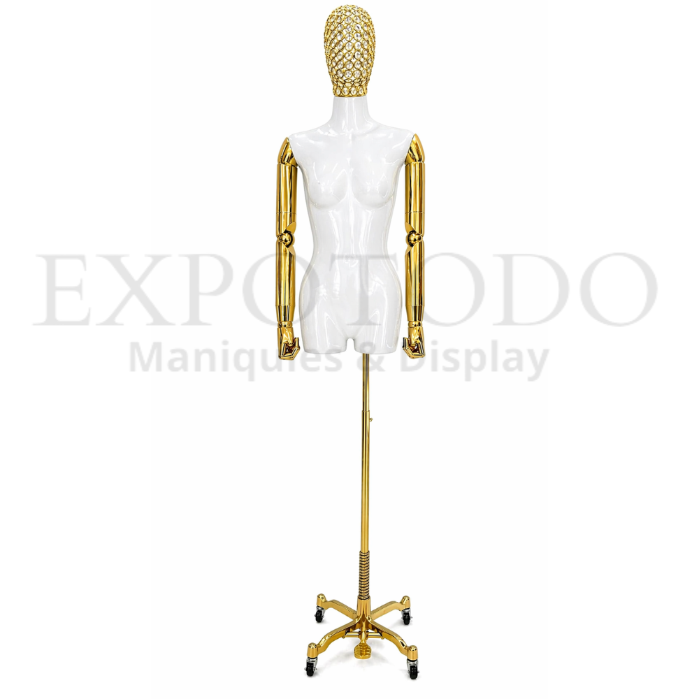Busto articulado dama Oro/Blanco