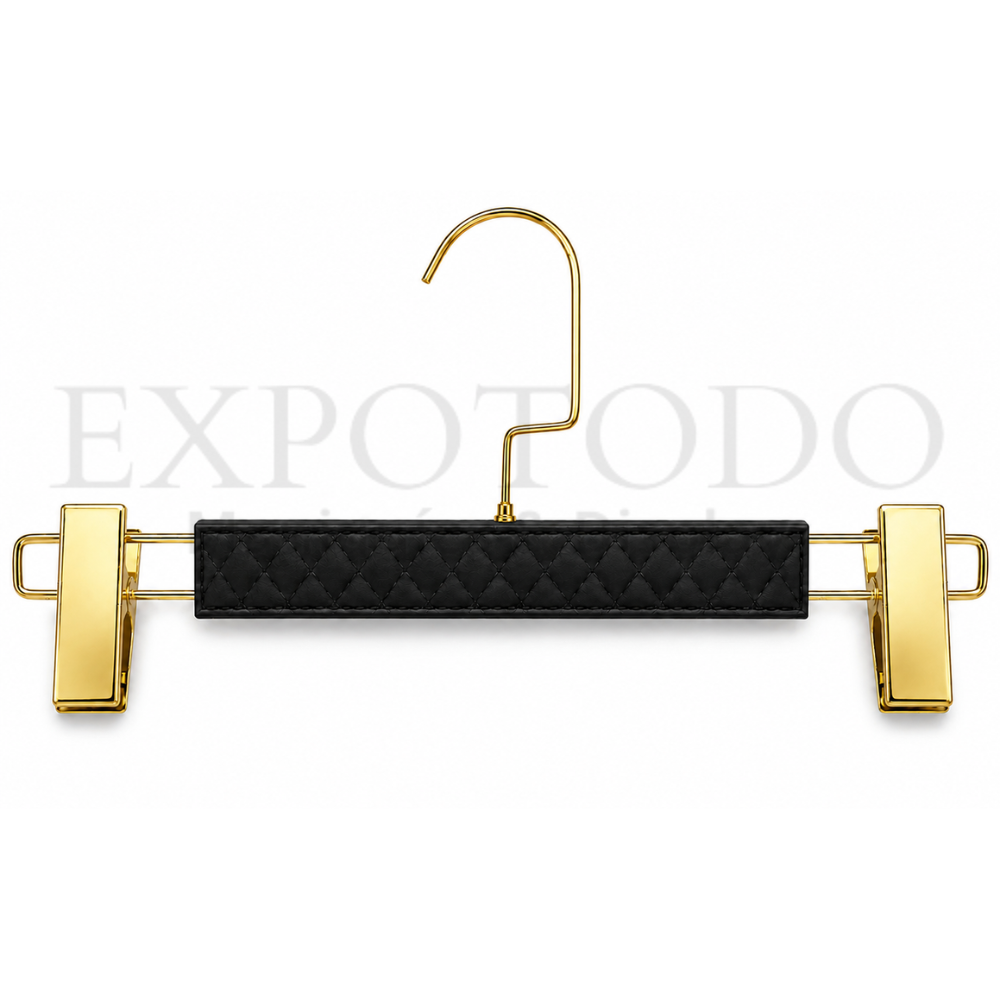 Gancho acolchonado negro con pinzas - Expo Todo