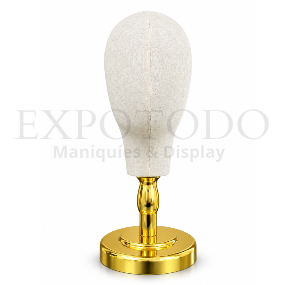 Cabeza de dama, cubierta en tela base cromada - Expo Todo
