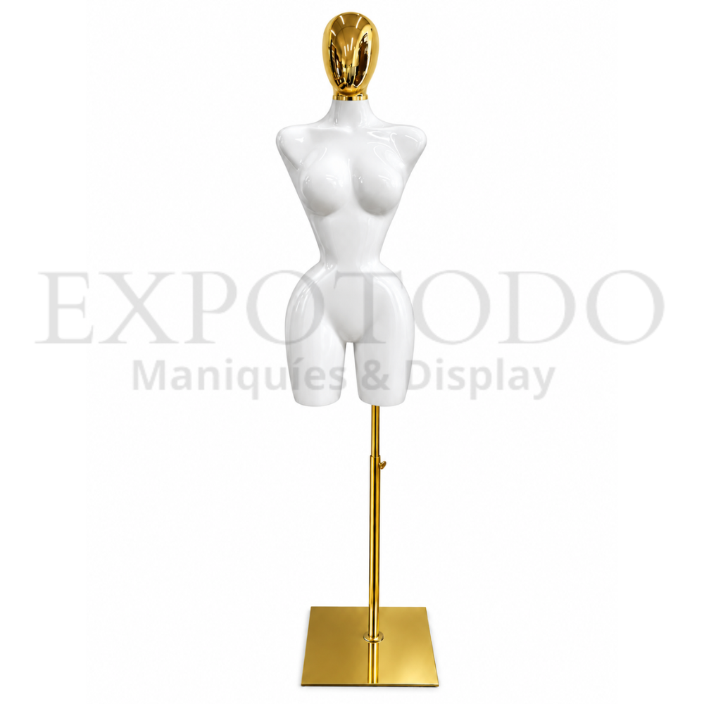 Busto Buchon blanco brillante con cabeza oro - Expo Todo