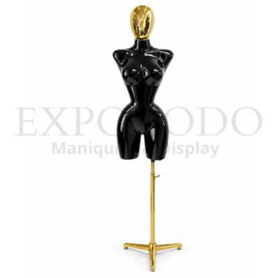 Busto Buchon Negro brillante con cabeza oro