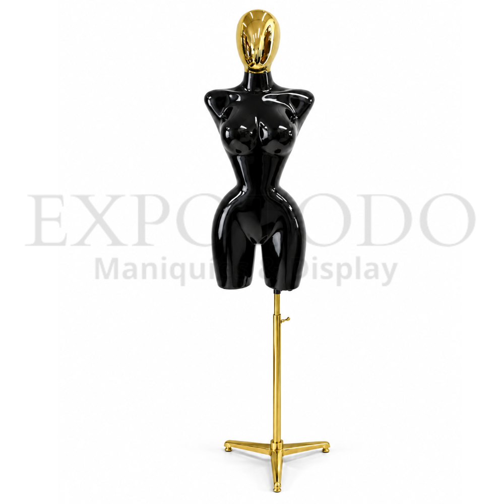 Busto Buchon Negro brillante con cabeza oro - Expo Todo